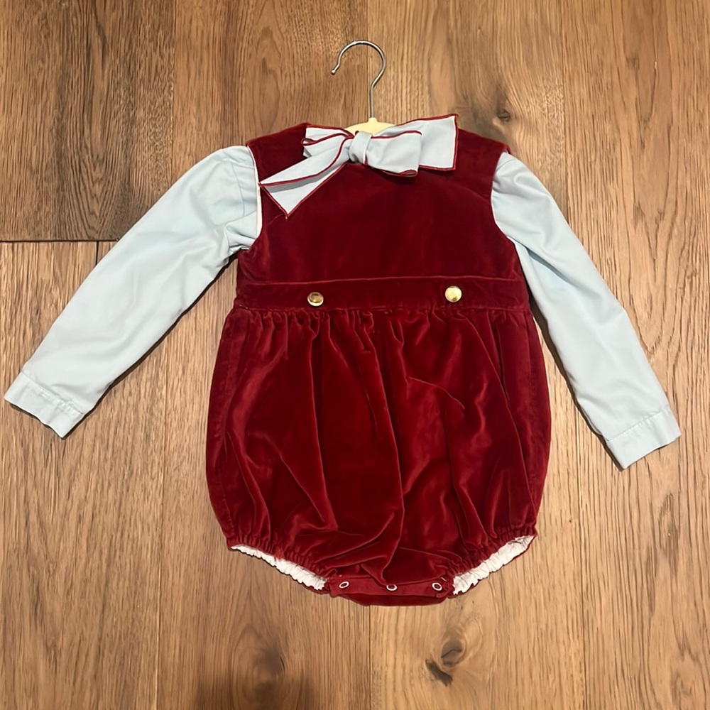 Sal & pimenta burgundy bubble with blue undershirt 2T